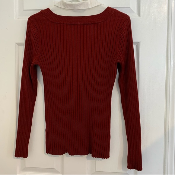 Ribbed Wine Coloured Fooler Sweater, pics don’t do this justice- gorgeous on! - Picture 3 of 11